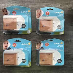 Lot Of 4 Safety‎ 1st 2pk Furniture Wall Straps #11014A Kid safe